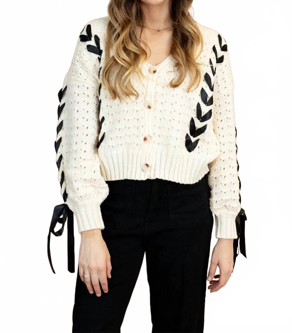 NEW BIBI lexie cropped v-neck cardigan in ecru